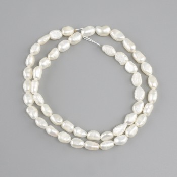 Freshwater Pearl Beads, diameter 8–8.5 × 4–5 mm, length 37 cm ± on fishing line