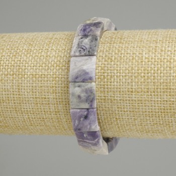 Charoite Bracelet with Faceted Squares, bead diameter 11–11 mm, 5×11–11 mm, 5 mm ±, length 18 cm (stretch)