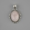 Rose Quartz Pendant 34×21 mm ± Silver-Tone Metal