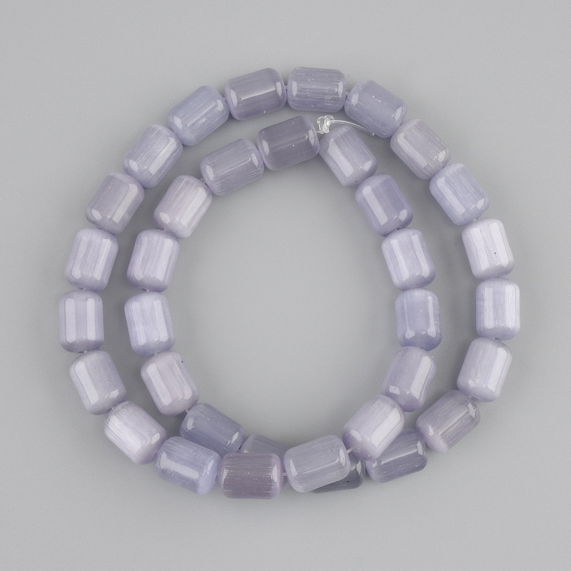 Gray Cat's Eye Cylindrical Beads, 11×8 mm, 38 cm on thread
