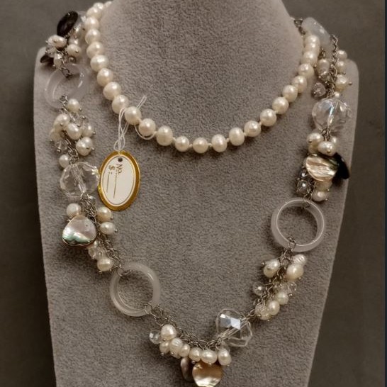 Long Necklace 'Assorted Stones', length 88 cm+