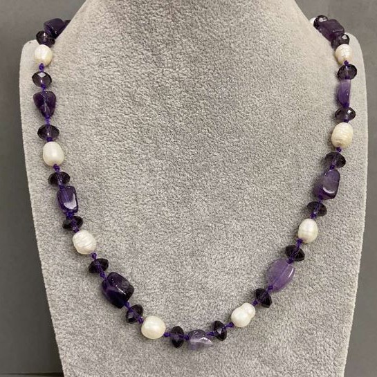 Long Necklace of Assorted Natural Stones