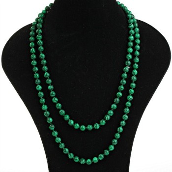 Malachite Necklace (Pressed) Beads, 8mm, Length 120 cm (+/-)