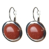 Discounted Aventurine Earrings 'Golden Sand' with smooth setting, round stone 2 cm diameter, length 3.1 cm