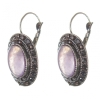 Clearance earrings Amethyst in a drop-silver setting, oval stone 2.5×1.9 cm, length 3.5 cm