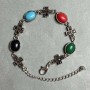 ( 20 cm ) Bracelet with multicolored stones and rhinestones, silver-tone metal