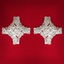 (25x25 mm) Women's earrings with white crystals, light metal, wedding and evening studs, large cross