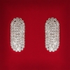 (45x25 mm) Women's earrings, white crystals, light metal, wedding and evening wear, oval elongated studs
