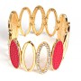 (5-6 cm) Women's bracelet, solid, with oval elements, with four red stones, adorned with cubic zirconia