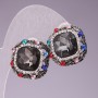 Earrings 2.3 cm Rainbow Square Crystals Gray