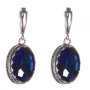 Earrings with blue crystals in a prong setting, oval stone 2 × 1.6 cm, length 4 cm