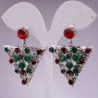 Crystal Earrings 4 cm - Elegant with Green and Red Rhinestone Triangles