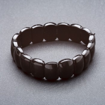 Stretch bracelet in black agate 'chain' 15x11mm