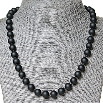 Synthetic shungite necklace, 10 mm diameter, 50 cm long