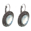Sale Moonstone Earrings in a 'Drop Silver' Setting, Oval Stone 2.5×1.9 cm, Length 3.5 cm