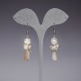 Earrings 'Evening' white 'spotlights', beige pearl Czech crystal, length 5 cm