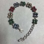 Bracelet with Colored Crystals, Silver-Toned Metal, 18-22 cm+