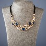 Ribbon Necklace with Blue Crystals, 50 cm Length - Metal Color 'Gold'
