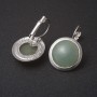 Clearance nephrite earrings with smooth bezel, round stone 2 cm, length 3.1 cm