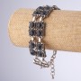 Bracelet with blue square crystals, series 'Eastern Bride', length 18-23 cm, metal color 'silver'