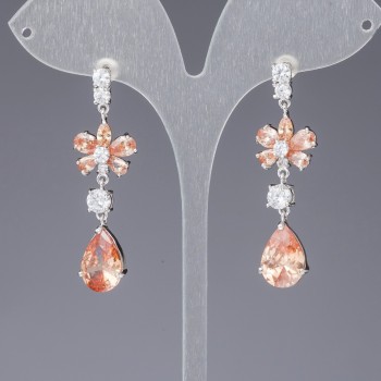 Earrings with golden crystals "Golden Veil", length 4.5 cm