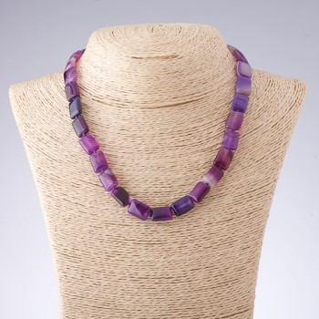 Agate Beads in Purple Tones, Rectangular, 10×14 mm, Length 44 cm