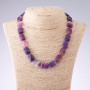 Purple-Toned Agate Necklace, Rounded Rectangular Beads, 13x18 mm, 47 cm Length