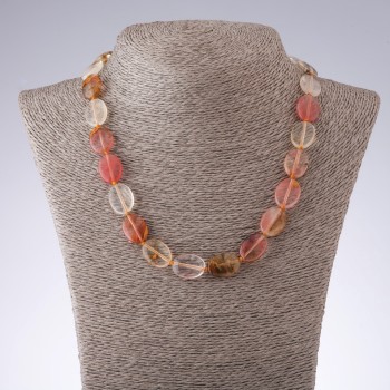 Chalcedony Necklace, Oval Beads 13×18 mm, Length 45 cm