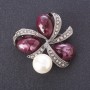 Brooch Burgundy Cabochons in a Pearl Ribbon (artificial), 4.5 cm, metal color 'Silver'