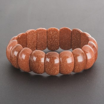 Elastic Aventurine Bracelet 'Golden Sand' with Rectangular Links 2×1 cm