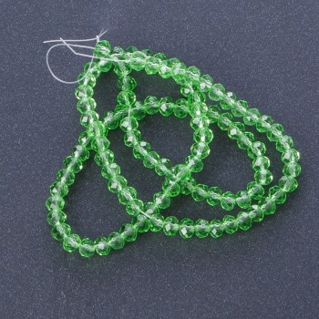 Czech Crystal Beads, Transparent Light Green, 40 cm Length, 6 mm Diameter