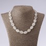 Natural Stone Necklace, White Quartz Oval Beads, 45 cm length, 13x18 mm diameter