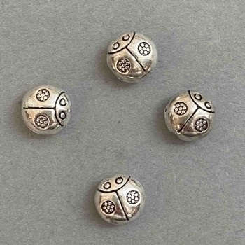 Bead insert in the shape of a Ladybug, metal color silver, 10x10 mm, packaging 20 g, ± 14 pcs