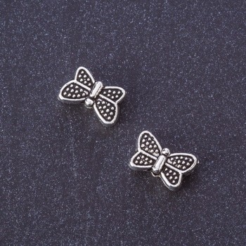 Bead-insert Butterfly, silver color, Ø 10×7 mm, packaging 20 g, ±29 pcs