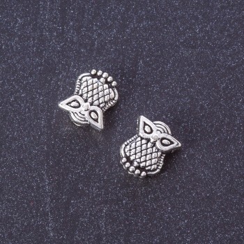 Bead insert Owl, Silver, 10×9 mm, packaging 20 g, +/- 30 pcs