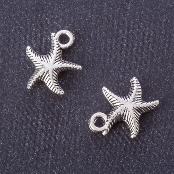 Sea Star Findings Pendant, metal color 'silver', size 15x13 mm, packaging 20 g ± 17 pcs