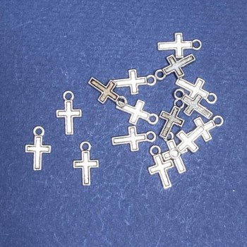 Cross Pendant, silver-tone metal, 14×8 mm, finish 20 g, ±45 pcs