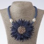 Blue Chrysanthemum Textile Fashion Cord Necklace, length 48–55 cm
