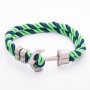 Women's bracelet 'Anchor' blue-green braided textile cord, metal color 'matte silver', length 22 cm