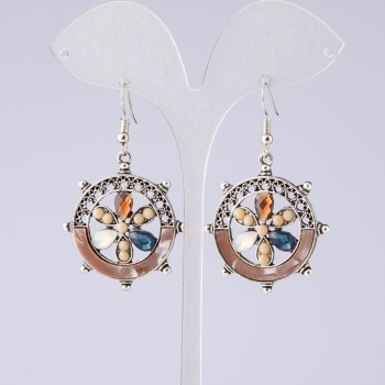 Сережки "Квітка бажань" капучино серія "Пурпур", довжина 5см