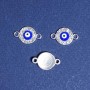 Pendant connector in rhinestones 'Eye' 1, 1x1, 8 cm silver-tone finish. 3 pcs