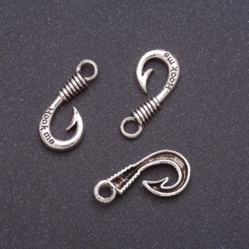Hook Pendant in Gray Metal 10mm
