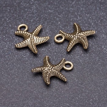 Sea Star Bronze Pendant Findings, 13mm, Pack of 19