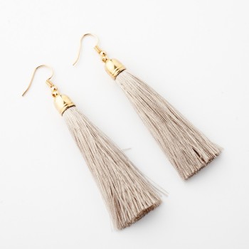 Сережки Китиці коричневий, довжина 8см колір металу "золото"