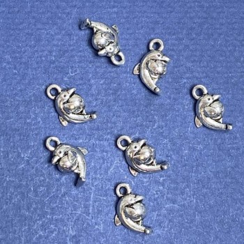 Pendant finding Dolphin with ball, 15×9 mm, pack 20 g, ±17 pcs