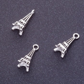 Eiffel Tower Pendant Fittings, length 16 mm, d1-1, 5 mm, silver color finish 20 g ± 23 pcs