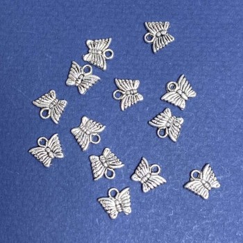 Butterfly pendant findings, silver color, 9x10 mm, packaging 20 g ± 40 pcs