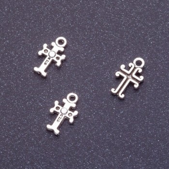 Cross pendant findings, length 11mm, d1-1, 5 mm facets, 20 g ± 93 pcs, silver color