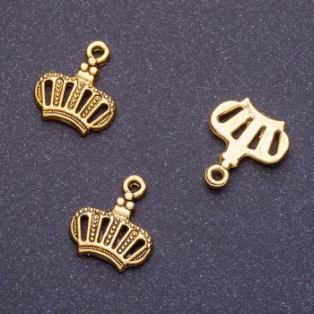 Crown pendant findings, length 14 mm, d1-1, 5 mm antique gold finish, 20 g +/- 23 pcs