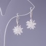 Earrings with white crystals 'Snowflakes', diameter 12 mm, length 2.5 cm